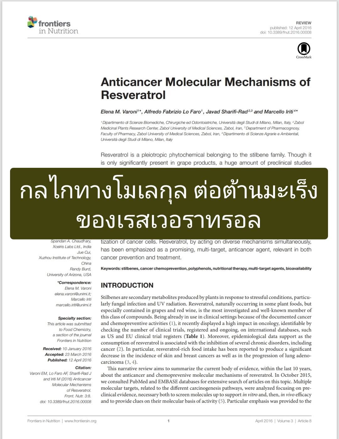 “Anticancer Molecular Mechanisms of Resveratrol”