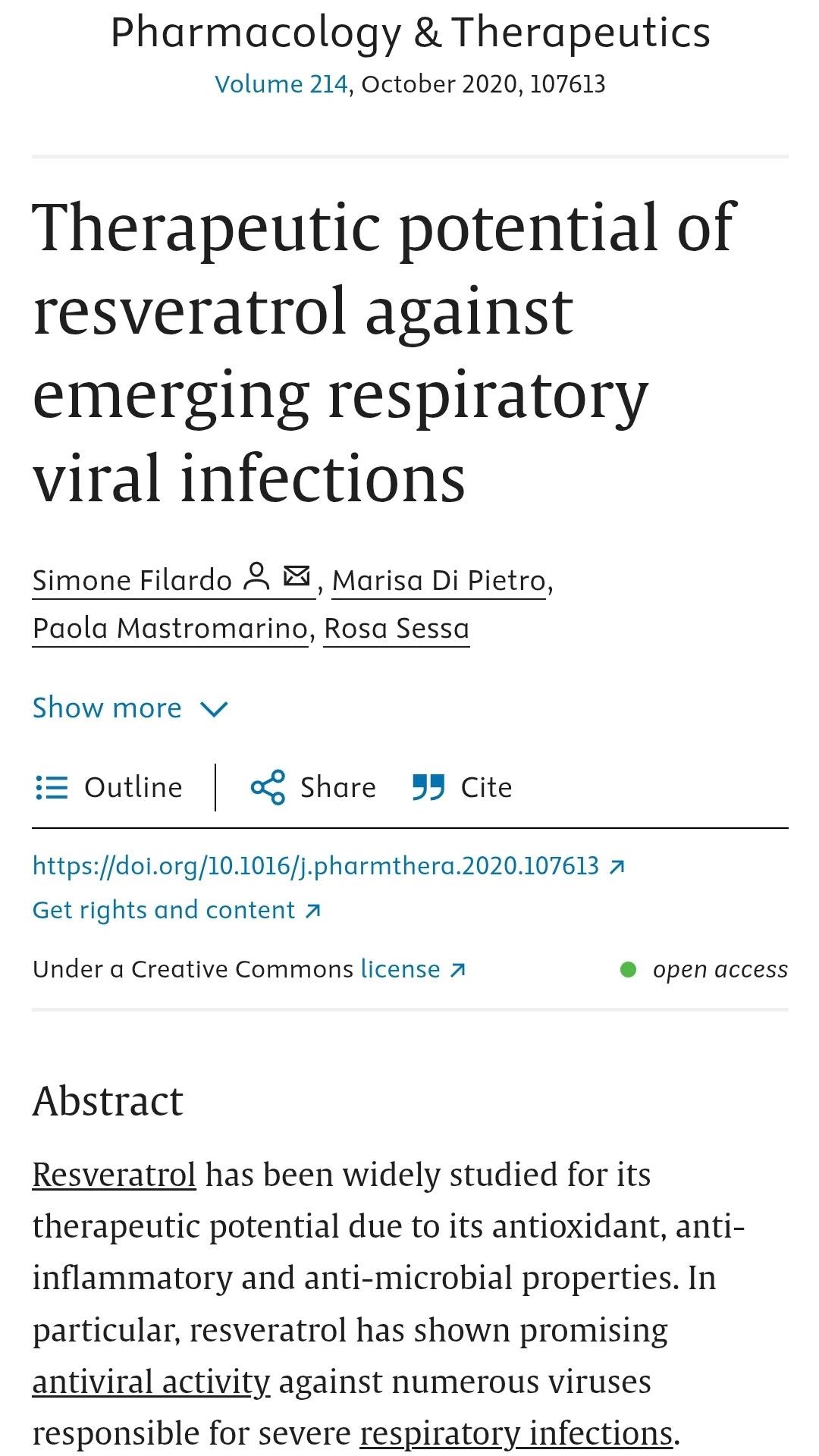 Therapeutic potential of resveratrol against emerging respiratory viral infections