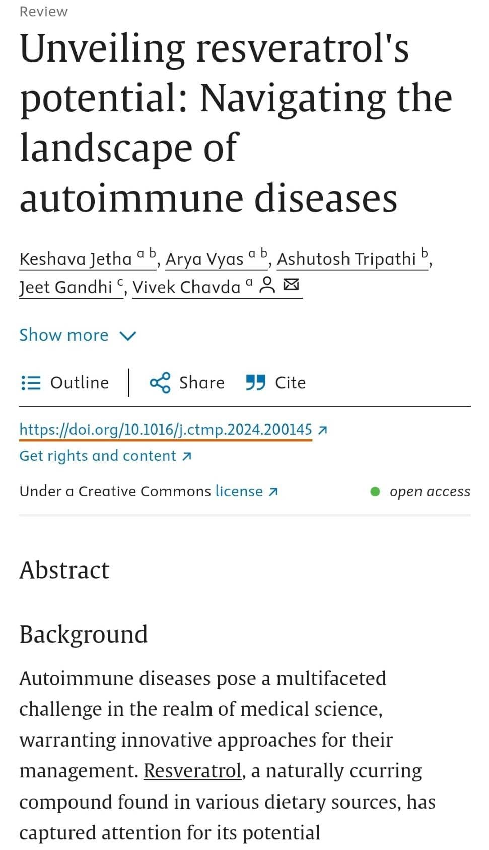 Unveiling resveratrol's potential: Navigating the landscape of autoimmune diseases (เปิดเผยศักยภาพของเรสเวอราทรอล: กั...