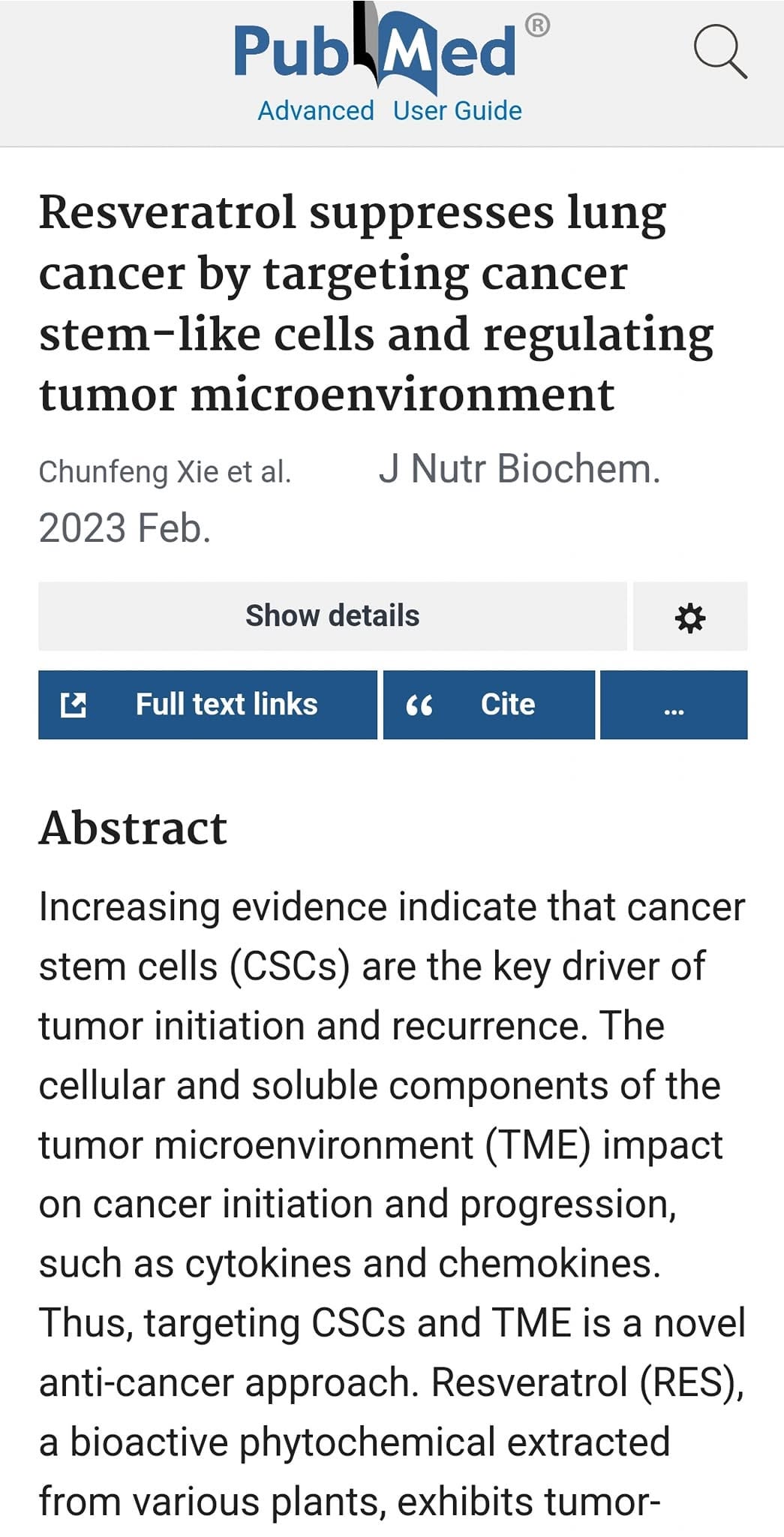 Resveratrol suppresses lung cancer by targeting cancer stem-like cells and regulating tumor microenvironment