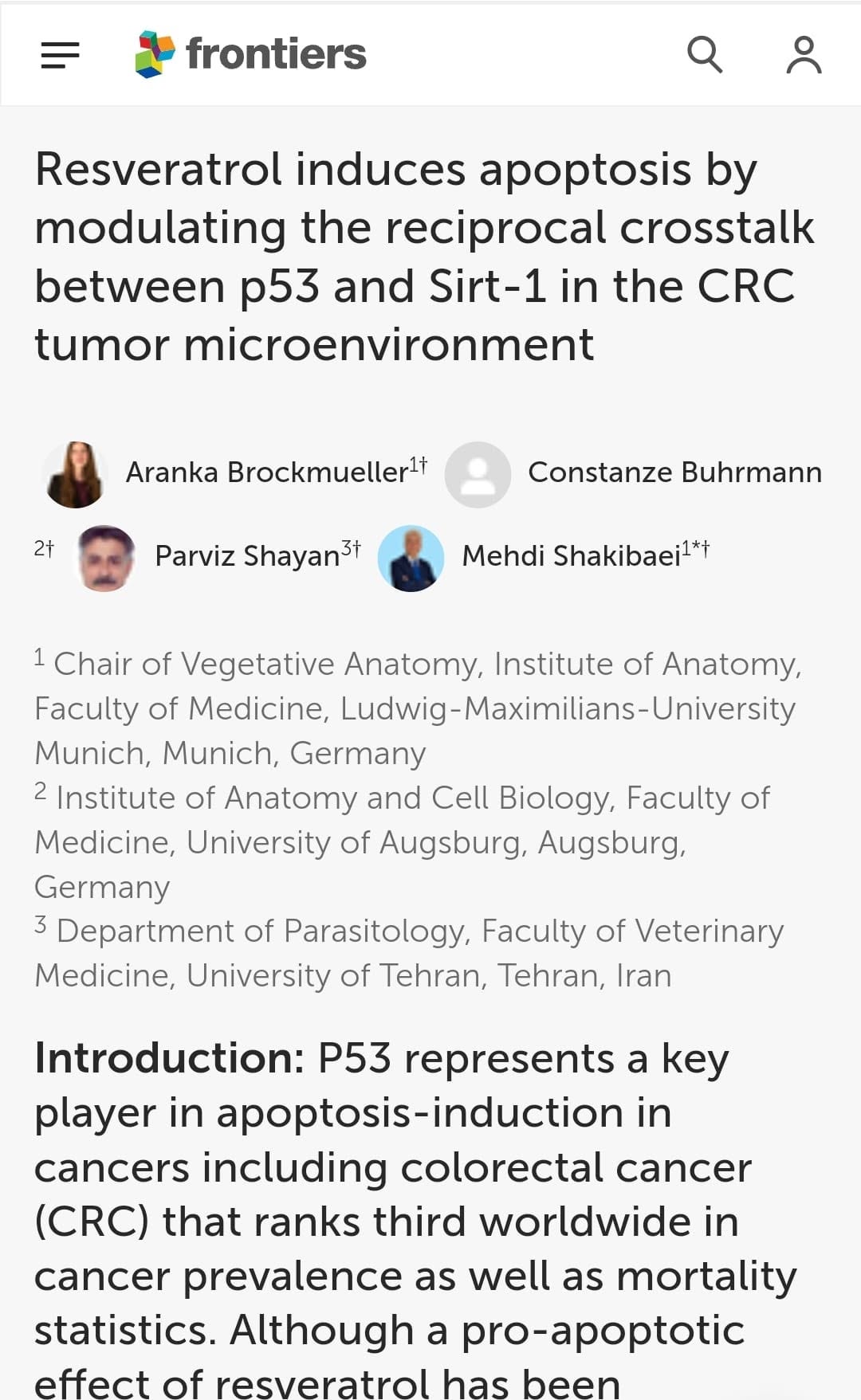 เรสเวอราทรอลทำให้เกิดการตายของเซลล์มะเร็งโดยการปรับ crosstalk ซึ่งกันและกันระหว่าง p53 และ Sirt-1 ในสภาวะแวดล้อมจุลภา...